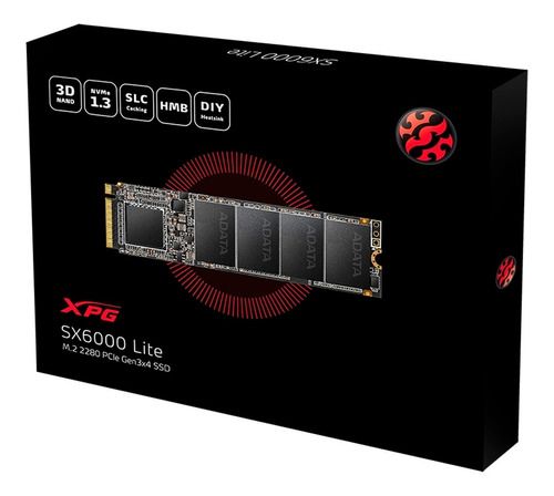 DISCO RIGIDO SSD 512GB ADATA XPG M2 2280 SX6000 LITE 3D NAND NVMe 1.3 ASX6000LNP-512GT-C