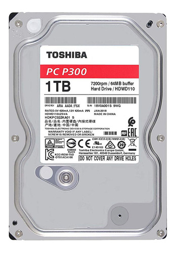 DISCO RIGIDO 1TB TOSHIBA P300 HDWD110