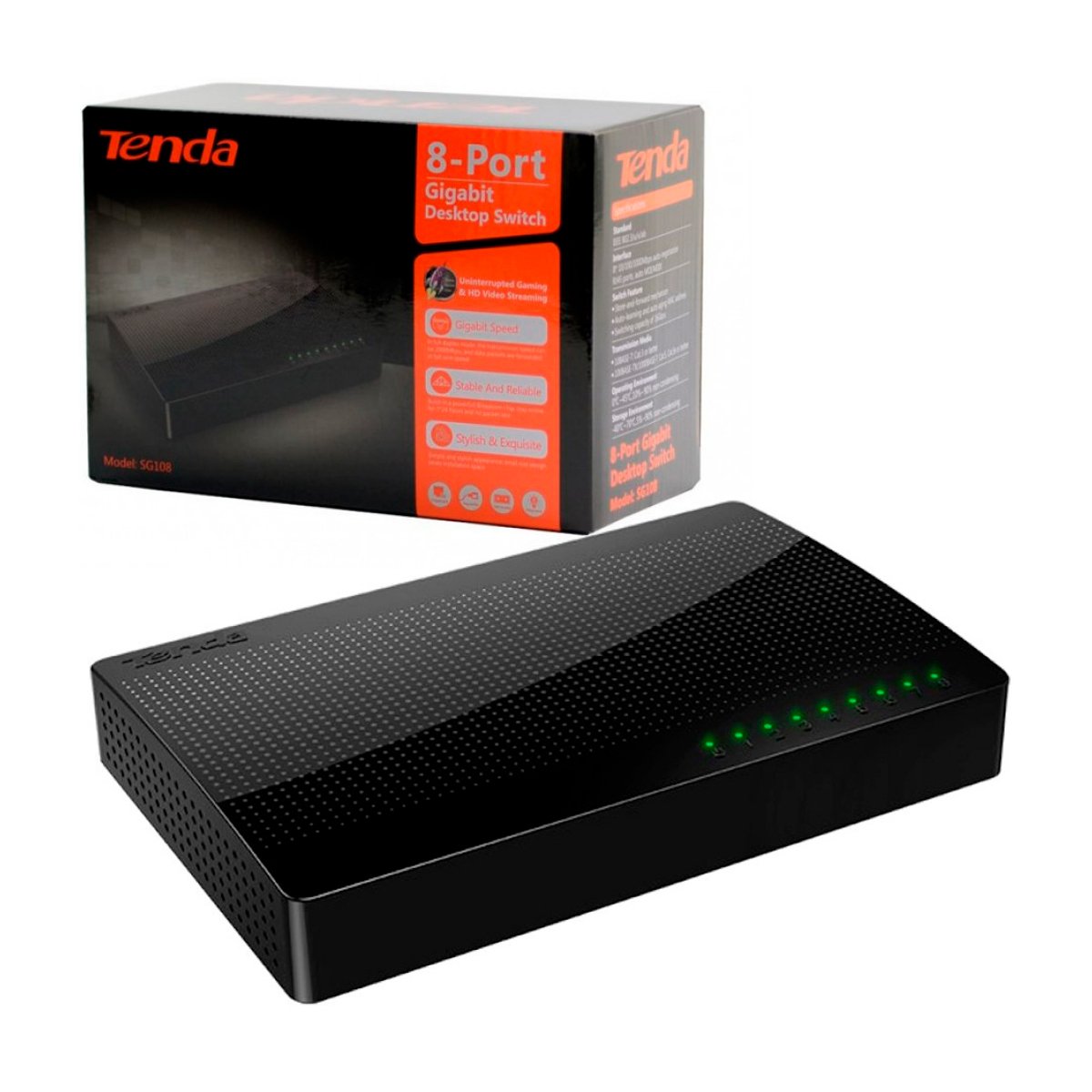 SWITCH TENDA SG108 | 8 Puertos | Gigabit | Carcasa de plástico	