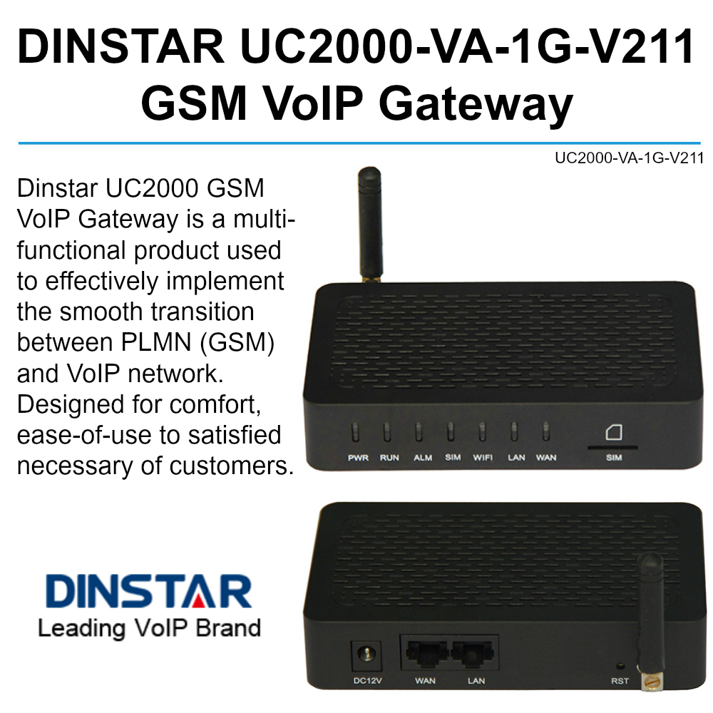 GATEWAY DINSTAR UC2000-VA-1G-V211 GSM VoIP 