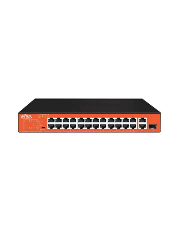 SWITCH WI-TEK WI-PS526GH | 24 PUERTOS POE + 2 LAN + 1 SFP  | 200W totales