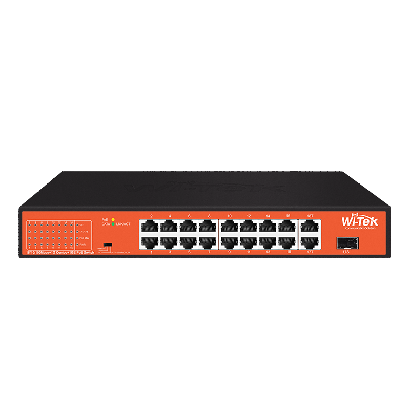 SWITCH WI-TEK WI-PS518GH | 16 PUERTOS + 2 no POE + 1 SFP | POE 150W totales · Imagen 2