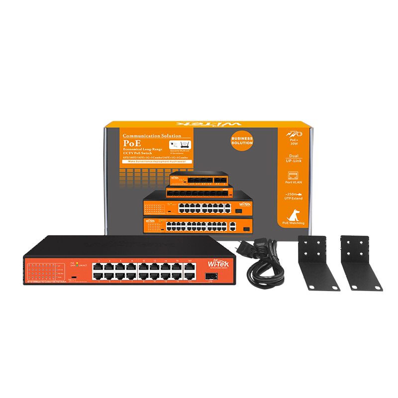 SWITCH WI-TEK WI-PS518GH | 16 PUERTOS + 2 no POE + 1 SFP | POE 150W totales