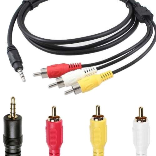 CABLE MINIPLUG 3.5 A 3RCA 1.5MTS REFORZADO