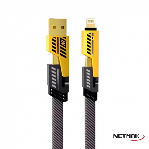 CABLE 4 EN 1 NETMAK NM-123 USB | TIPO C | IPHONE LIGHTNING