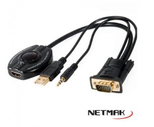 CABLE CONVERSOR VGA A HDMI NETMAK NM-C63 CON AUDIO