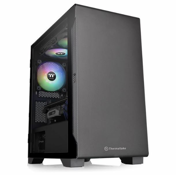 GABINETE OUTLET THERMALTAKE S100 MID-TOWER TG FAN X1 BLACK  | MOTHER TIPO MINI ITX / MICRO ATX (SIN CAJA)