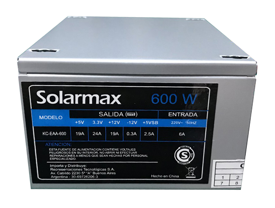 KIT ATX SOLARMAX SLIM CI-S102 FUENTE 600W MODELO KC-EAA-600 | TECLADO-MOUSE-PARLANTE · Imagen 2