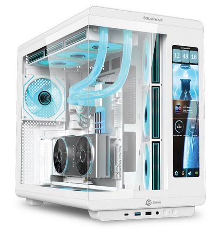 GABINETE GAMER SOLARMAX CM-W600L SIN FUENTE | BLANCO