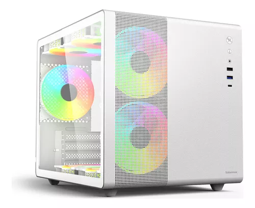 GABINETE GAMER SOLARMAX CM-W300 | 3 COOLER RGB | SIN FUENTE | BLANCO	