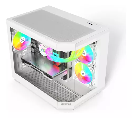 GABINETE GAMER SOLARMAX CM-W951 | 4 COOLER RGB | SIN FUENTE | BLANCO	