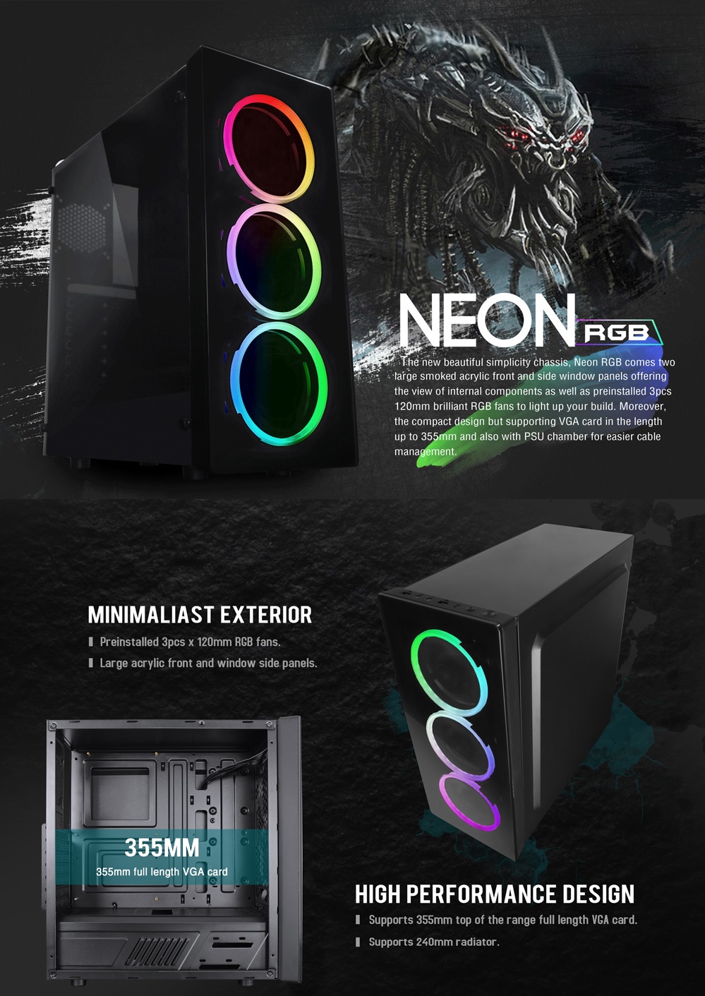 GABINETE RAIDMAX NEON RGB G21 GAMER · Imagen 2