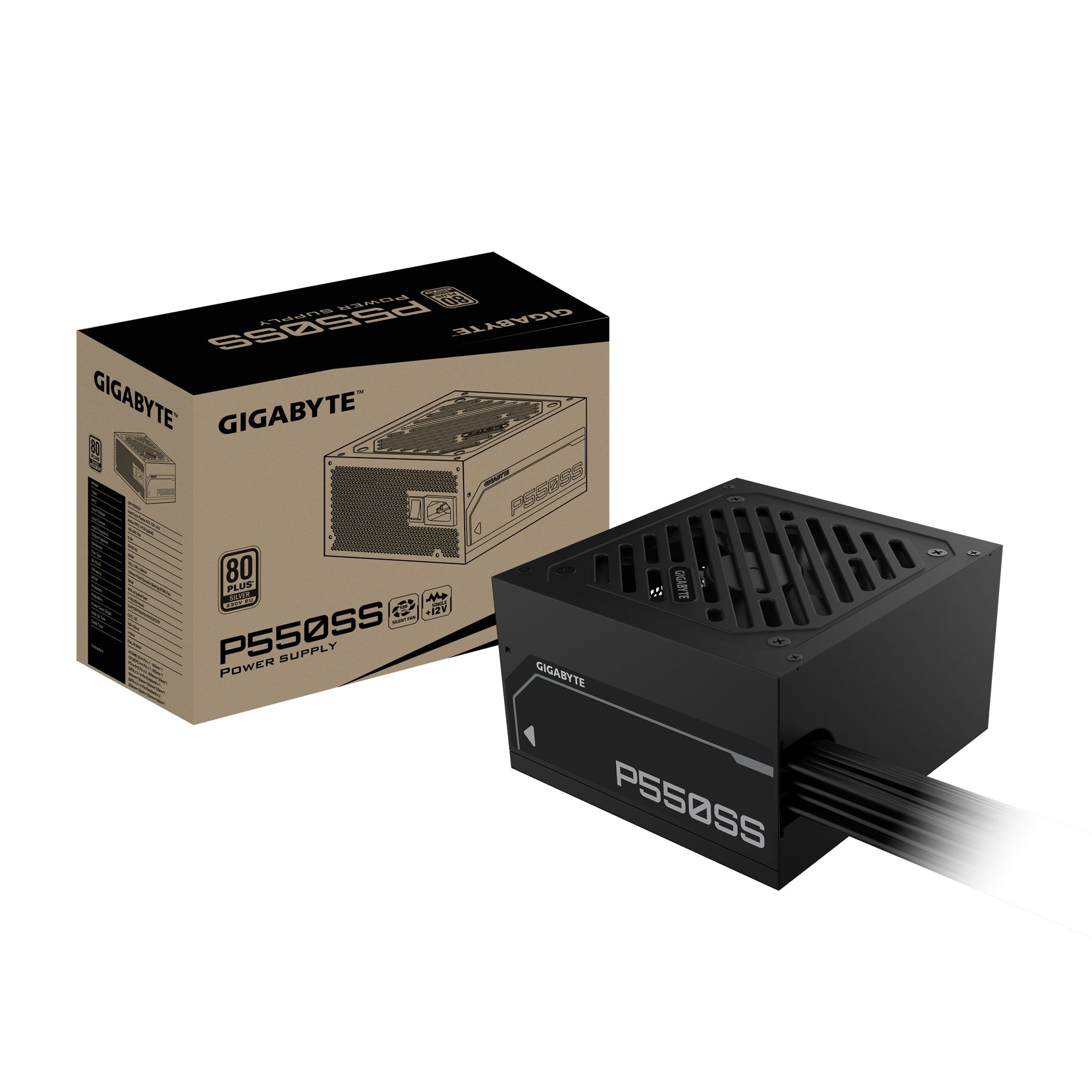 FUENTE GIGABYTE 550W BLACK GP-P550SS 80 PLUS SILVER	