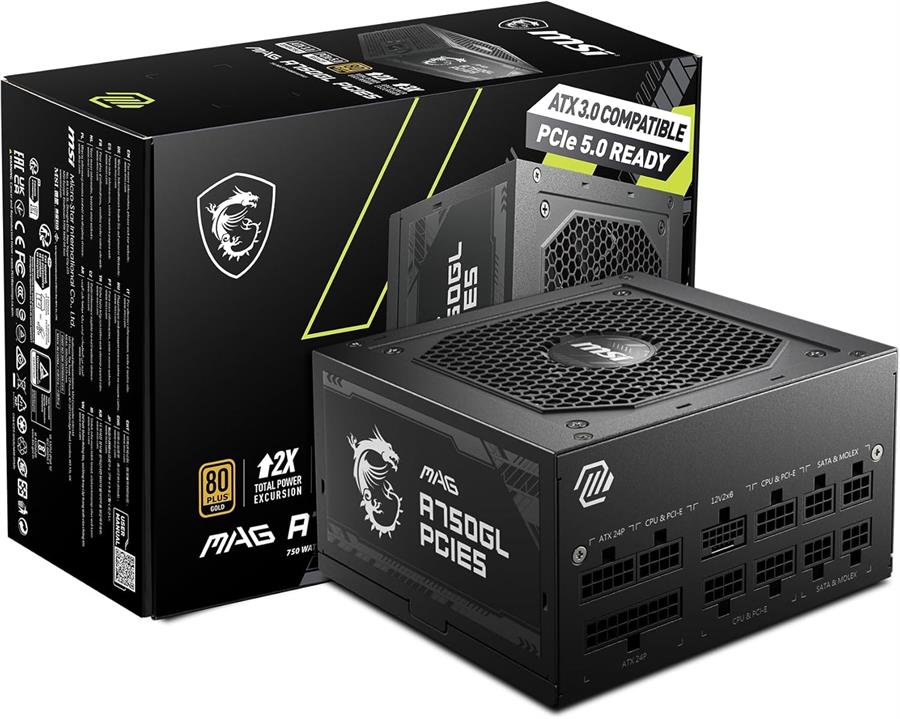 FUENTE MSI MAG A750GL PCIE5 750W FULL MODULAR 80PLUSGOLD	