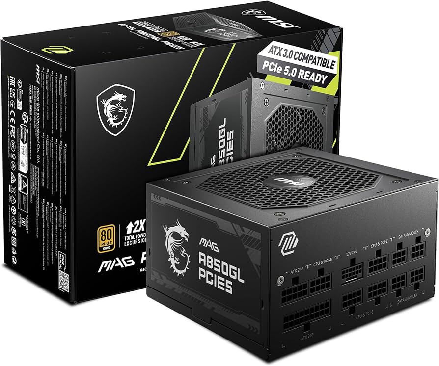 FUENTE MSI MAG A850GL PCIE5 850W FULL MODULAR 80PLUSGOLD	