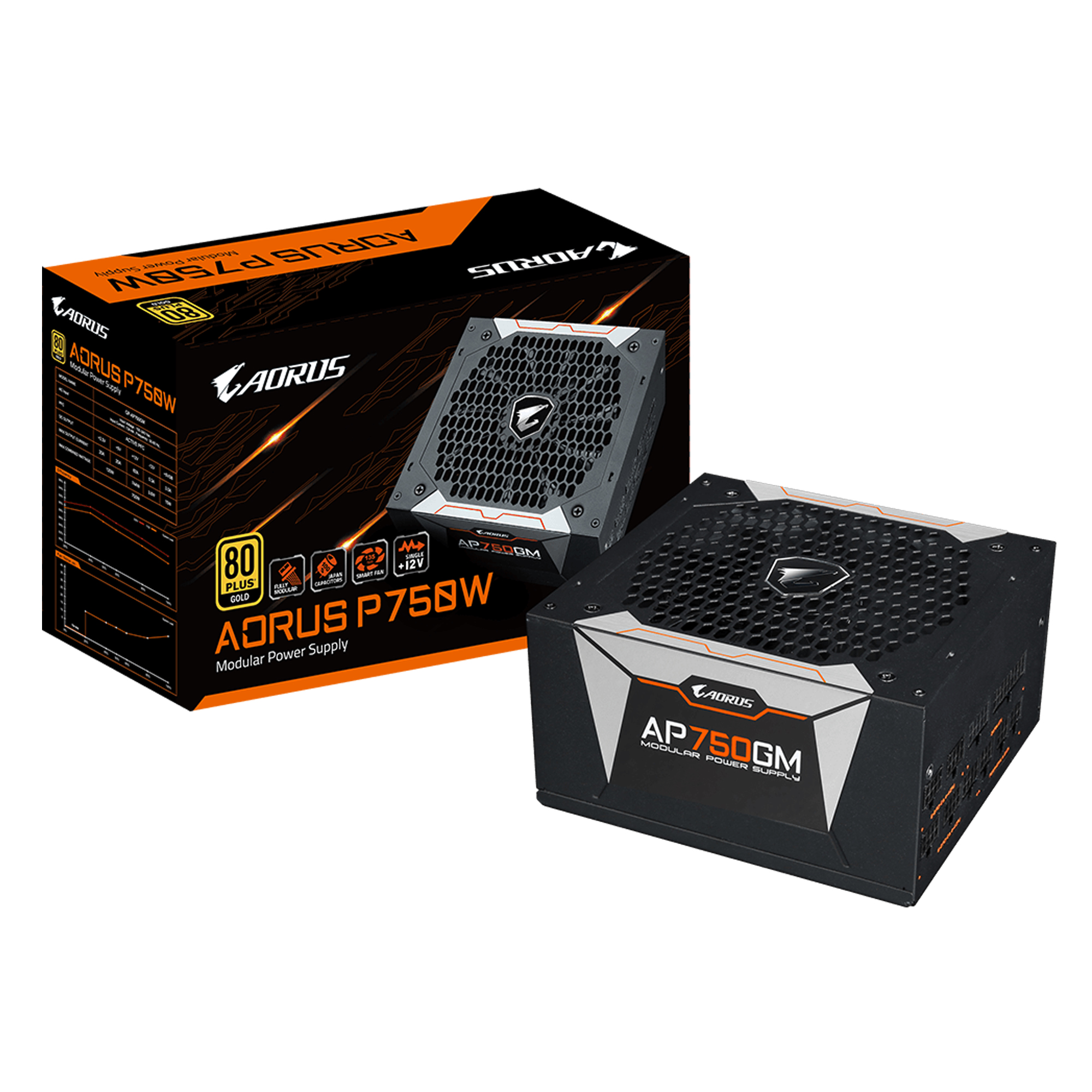 FUENTE GIGABYTE AORUS 750W GP-AP750GM | 80 PLUS GOLD | FULL MODULAR | COOLER 135MM