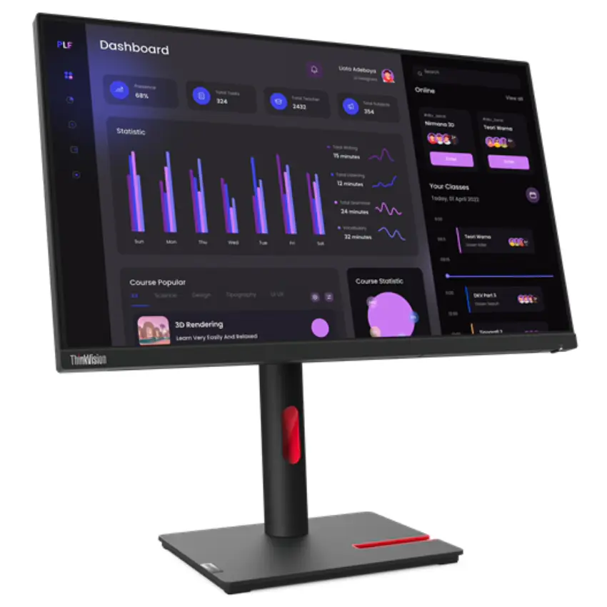 MONITOR LENOVO THINKVISION T24I-30 | PANTALLA 23.8 FHD 1920X1080 | PANEL IPS ANTIREFLEJO | TIEMPO RESPUESTA 4MS | FRECUENCIA 60HZ | BRILLO 250CD/M² | CONTRASTE 1000:1 | ANGULOS VISION 178°