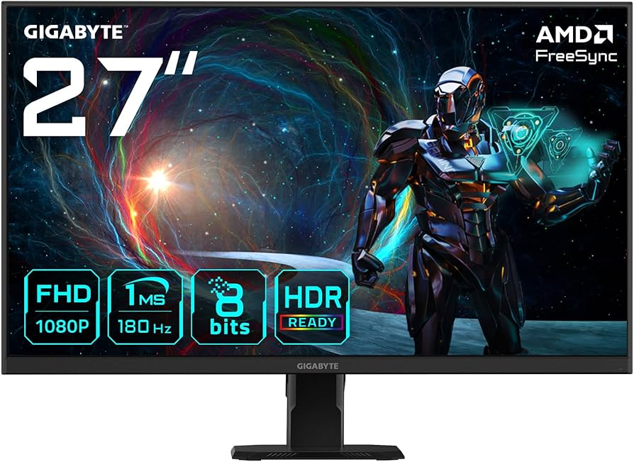 MONITOR GIGABYTE GS27FA AR1 | PANTALLA 27 FHD 1920X1080 | PANEL IPS | FRECUENCIA 180HZ (OC 190HZ) | TIEMPO RESPUESTA 1MS MPRT | AMD FREESYNC | COBERTURA 105% SRGB | HDR READY | BAJO PARPADEO