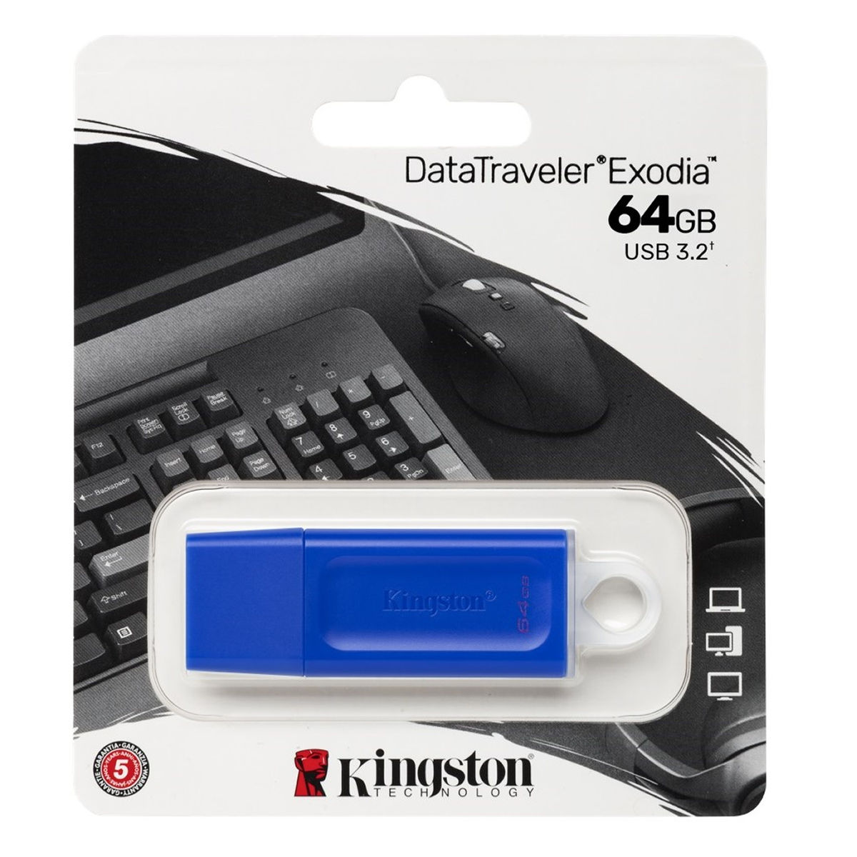 PEN DRIVE 64GB KINGSTON EXODIA 3.2 DTX BLUE