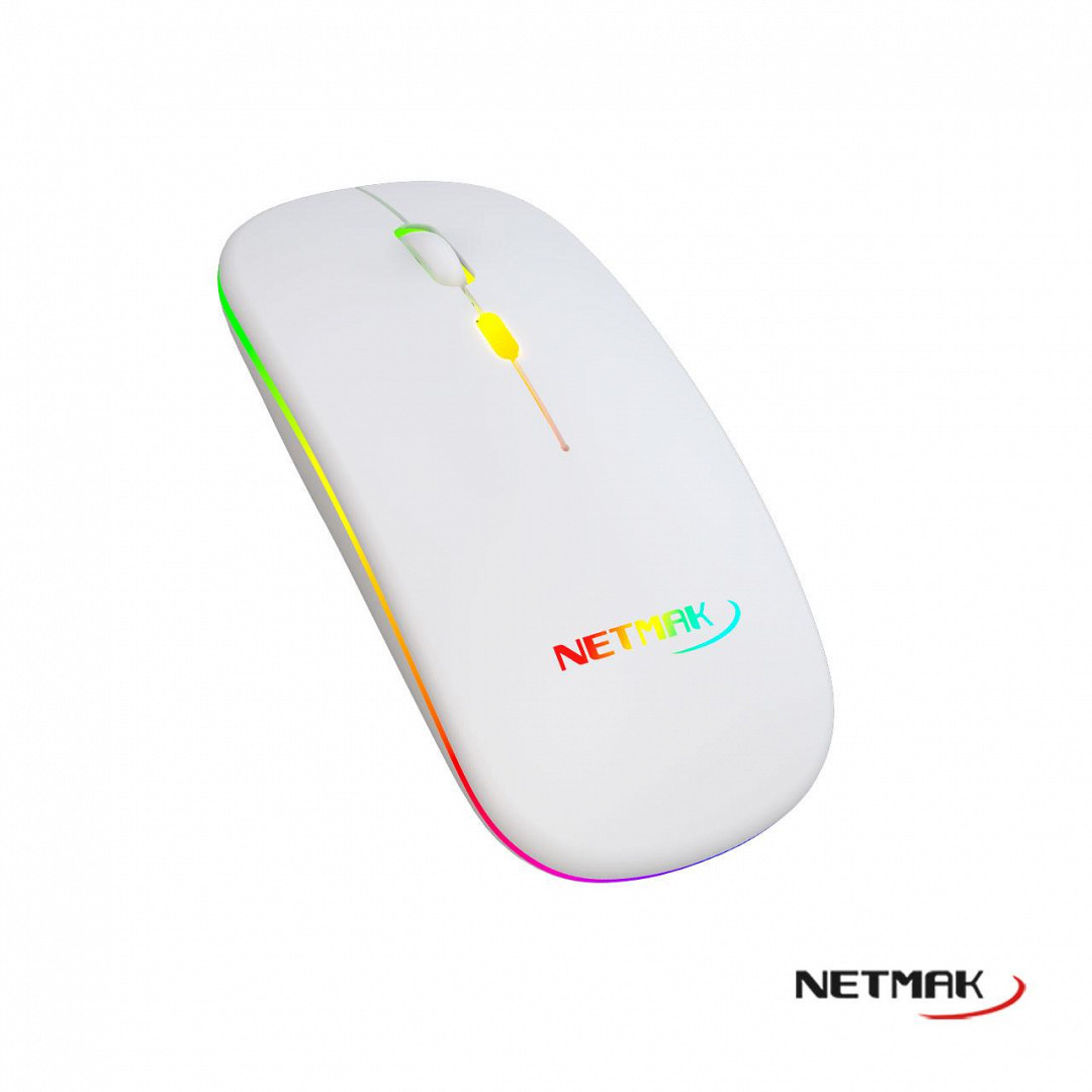 MOUSE NETMAK WS NM-W90 INALAMBRICO RETROILUMINADO BLANCO CON BATERIA RECARGABLE · Imagen 2