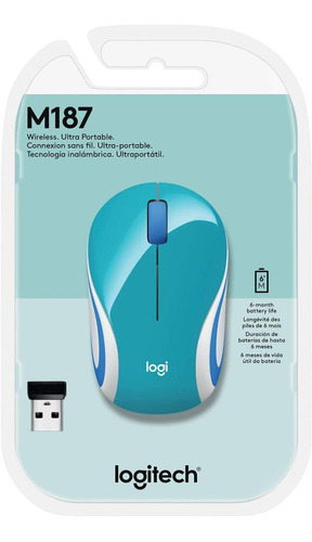 MOUSE LOGITECH MINI M187 CELESTE Inalambrico WS