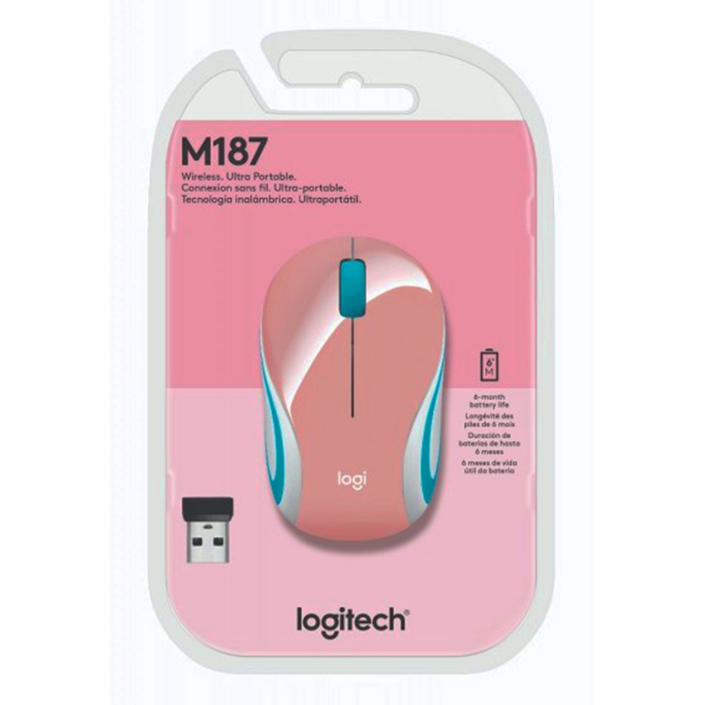MOUSE LOGITECH MINI M187 ROSA Inalambrico WS