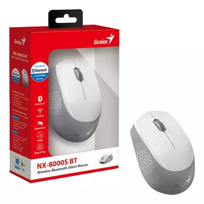 MOUSE GENIUS NX-8000S BT WIRELESS+BLUETOOTH BLANCO	