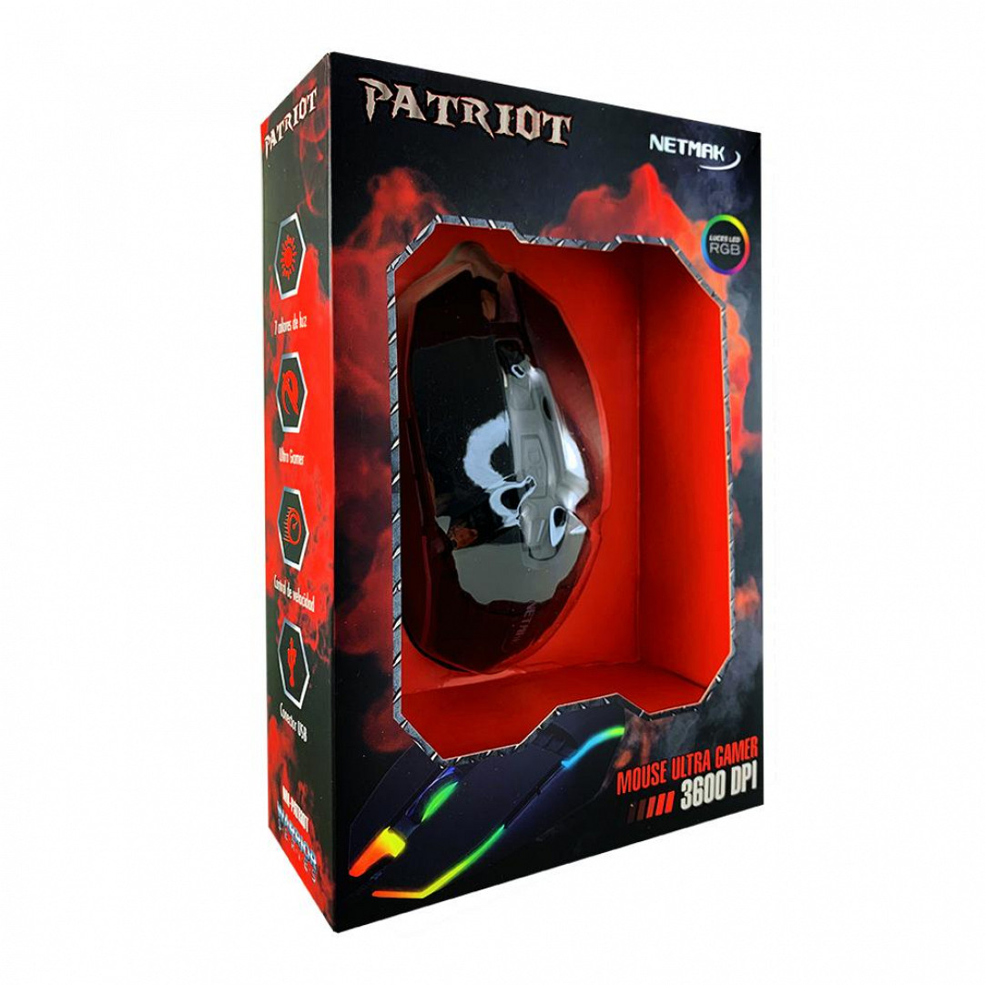 MOUSE NETMAK GAMER PATRIOT RETROILUMINADO RGB