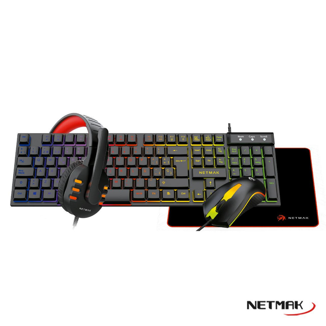 COMBO GAMER NETMAK NM-GC479 TECLADO | MOUSE | AURICULAR | MOUSE PAD