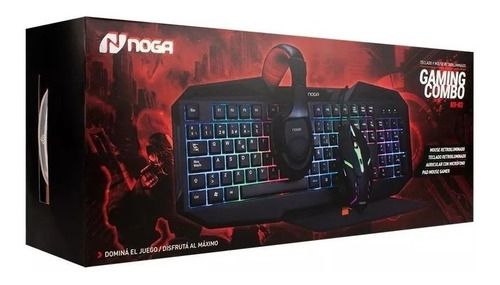 COMBO GAMER NOGA NKB-405 (TECLADO Y MOUSE RETROILUMINADO/MOUSE PAD/AURICULAR)