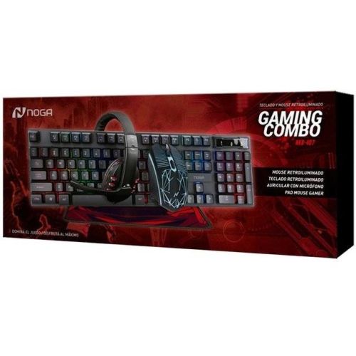 COMBO GAMER NOGA NKB-407 MOUSE/TECLADO/AURICULAR/MOUSE PAD