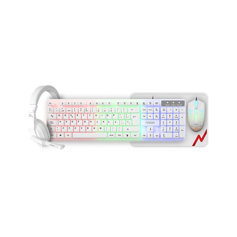 COMBO GAMER NOGA NKB-413 BLANCO (AURICULAR + TECLADO+MOUSE+MOUSE PAD) RETROILUMINADO
