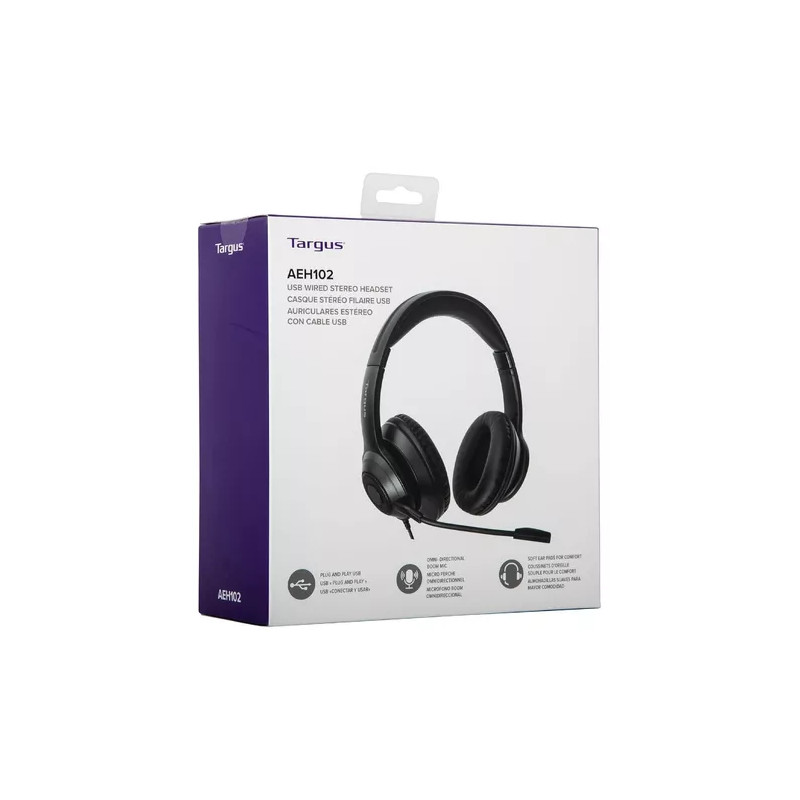 AURICULAR TARGUS AEH102 USB NEGRO CON MICROFONO	