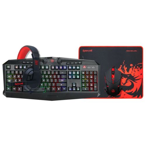 COMBO TECLADO+MOUSE+PAD+AURICULARES REDRAGON S101-BA 4 EN 1