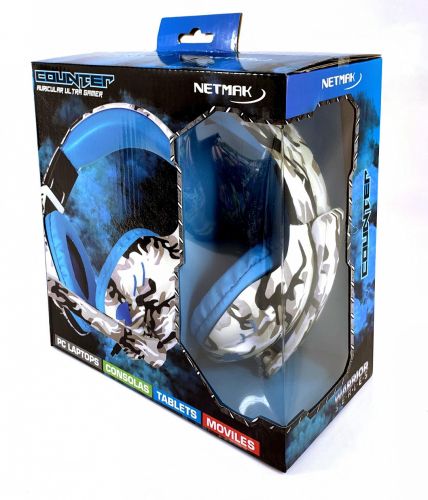 AURICULAR NETMAK NM-COUNTER GAMER | 1 Plug | PS4/XBOX/PC AZUL