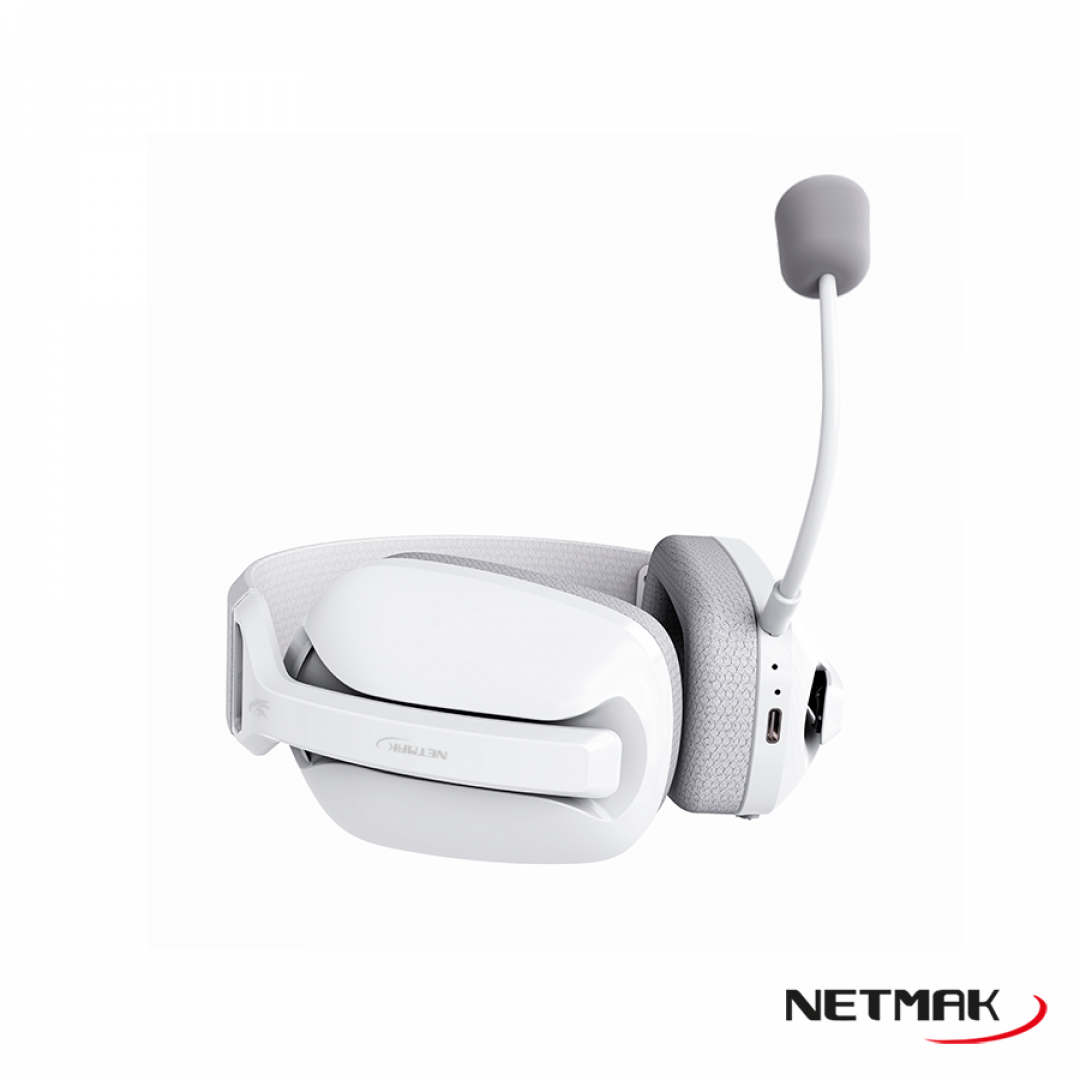AURICULAR INALAMBRICO NETMAK GAMER NM-N35 CON MICROFONO BLANCO PC/PS4/PS5/XBOX/N-Switch/Celulares/ BLUETOOTH · Imagen 3