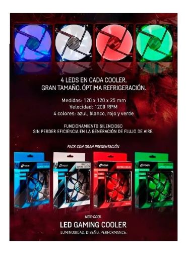COOLER NOGA GAMER NGX-COOL 120MM LED AZUL/ROJO/VERDE · Imagen 4