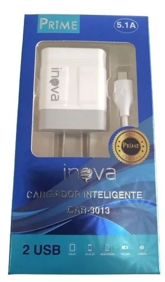 CARGADOR USB 5V A 5.1A + 2 USB micro usb INOVA CAR3007/3013