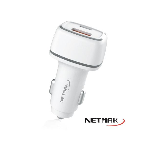CARGADOR USB +TIPO C NETMAK PARA AUTO 3.1A NM-UCC6