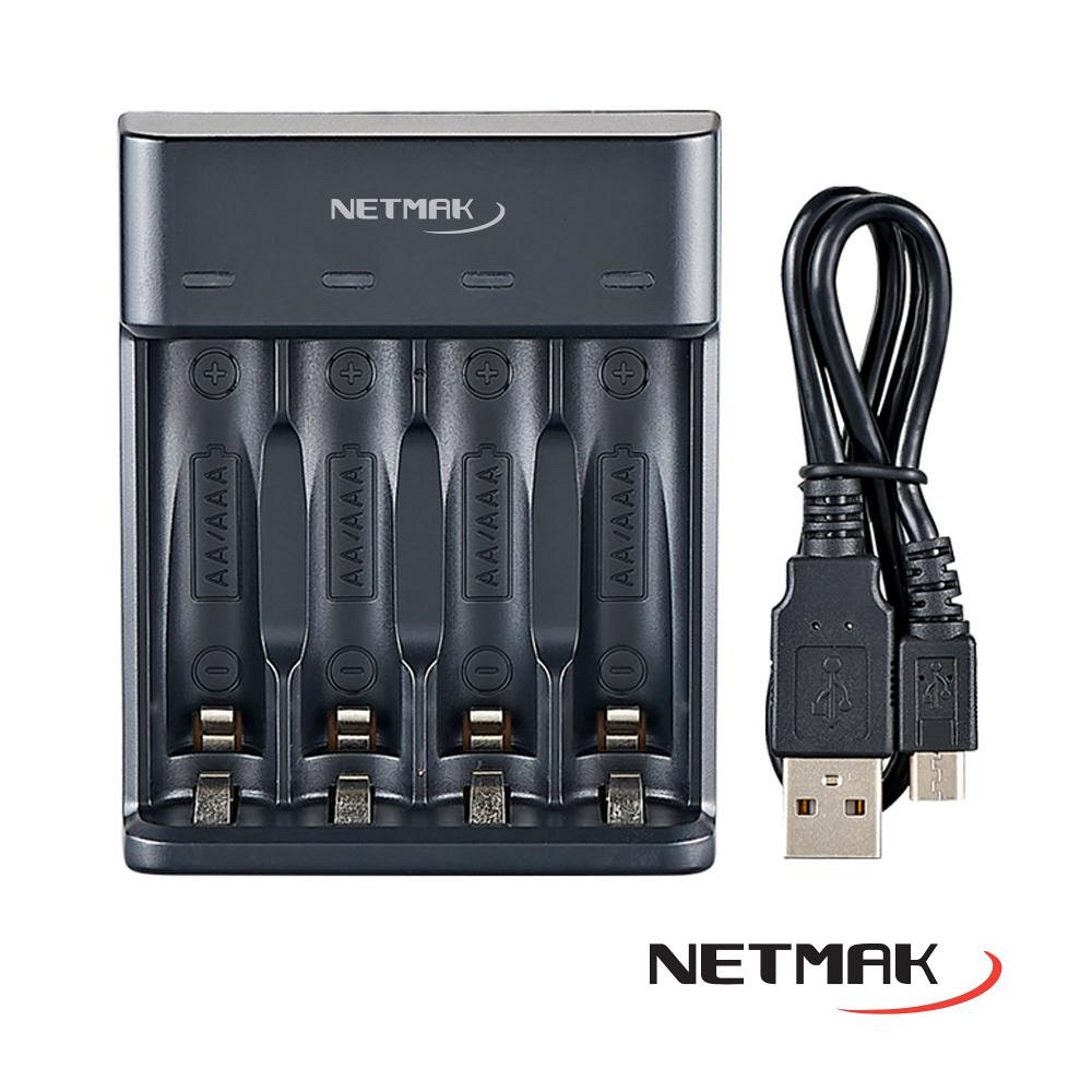 CARGADOR PILAS NETMAK AA|AAA NM-CH4 USB