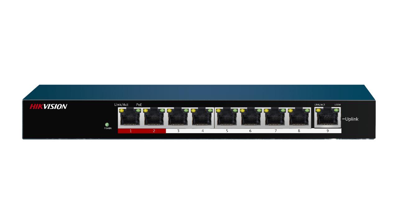 SWITCH HIKVISION DS-3E0109P-E/M | 8 Puertos | 10/100 | POE 8 Puertos 60W Total | Extended POE 300mtrs