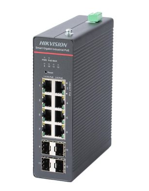 SWITCH HIKVISION DS-3T1512HP-SI-8P4F | 8 PUERTOS GIGABYTE POE RIEL DIN INDUSTRIAL Administrable