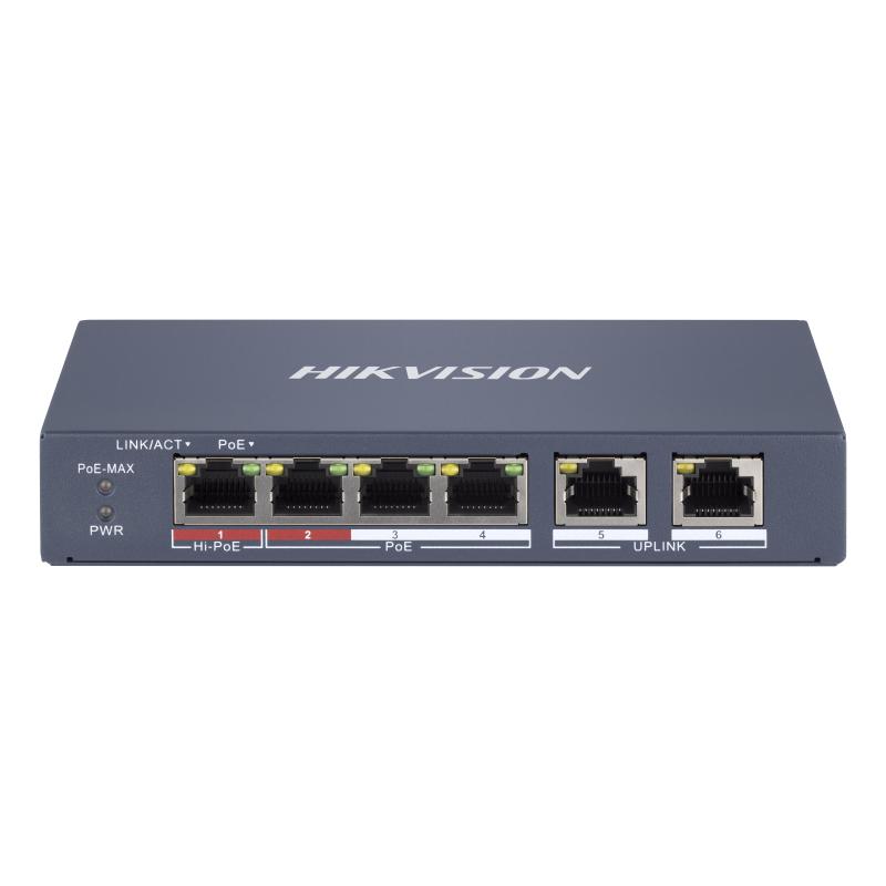 SWITCH HIKVISION DS-3E1106HP-EI | 6 PUERTOS | 4 POE | 100Mbps