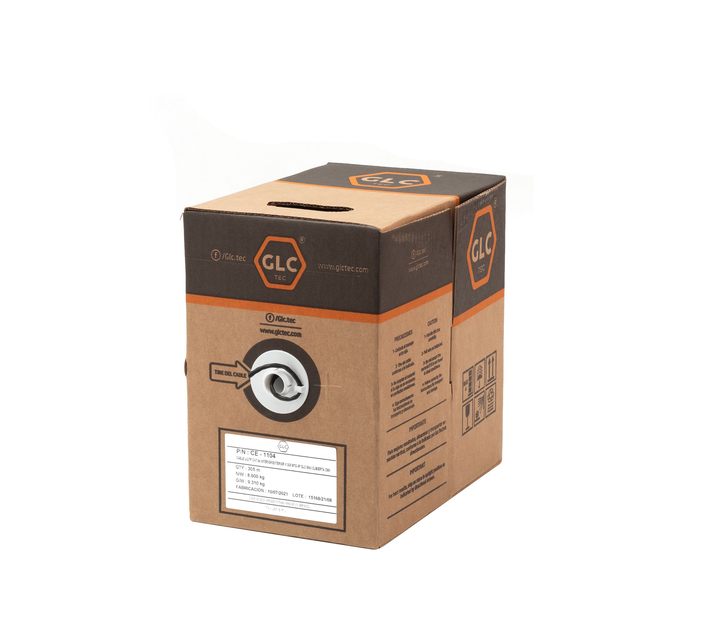CABLE UTP CAT5e GLC CE-1104 EXTERIOR X 305MTS GLC MAX 100% Cobre BOBINA