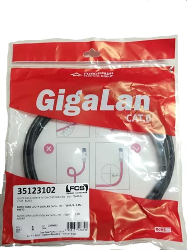 CABLE UTP PATCHCORD 1.5MT CAT6 FURUKAWA NEGRO 35120111/02	
