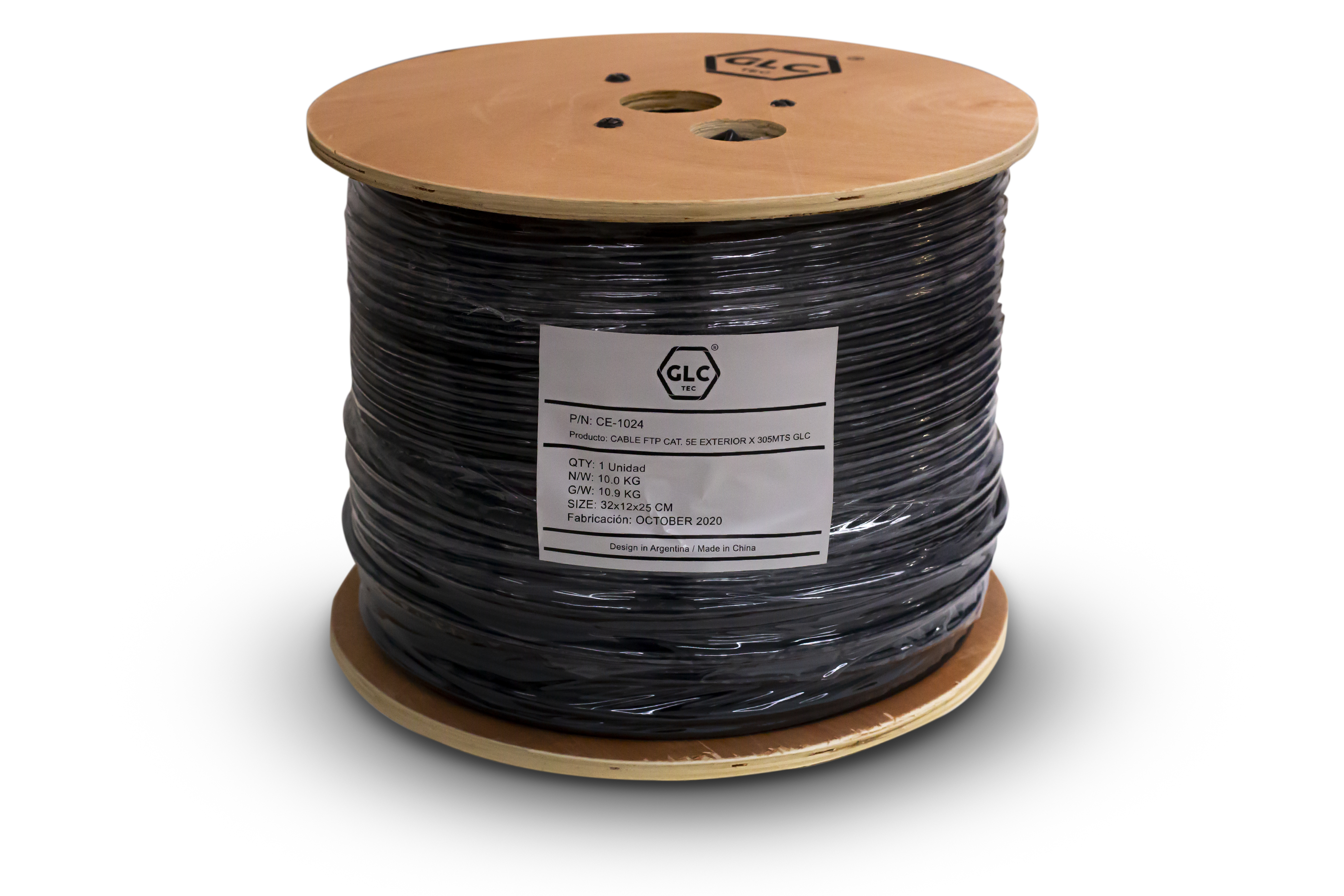 CABLE UTP FTP CAT5e GLC 305MT EXTERIOR CE-1024  Exterior Blindado | Mallado BOBINA | doble vaina