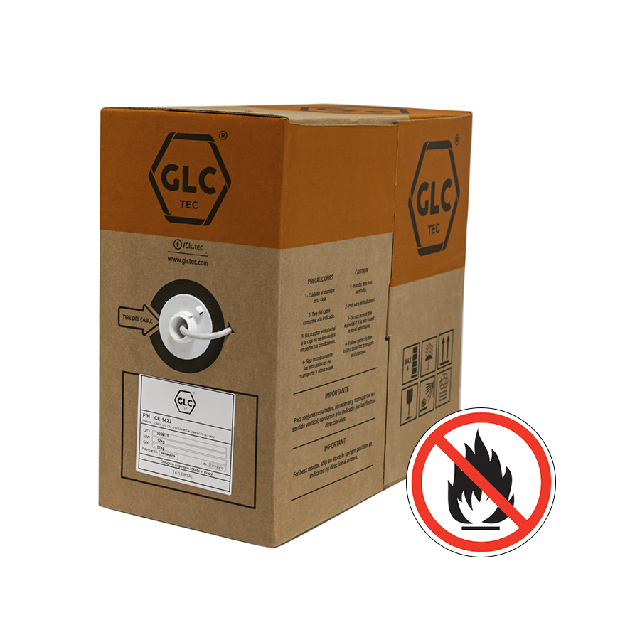 CABLE UTP GLC CAT6 MAX LSZH 305MT INTERIOR CE-1429 BOBINA Alta resistencia a la temperatura Baja emision de Humo sin Halogenos