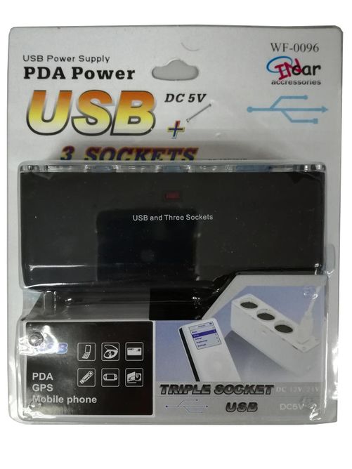 ADAPT TOMA ENCENDEDOR X 3 tomas con 1 USB