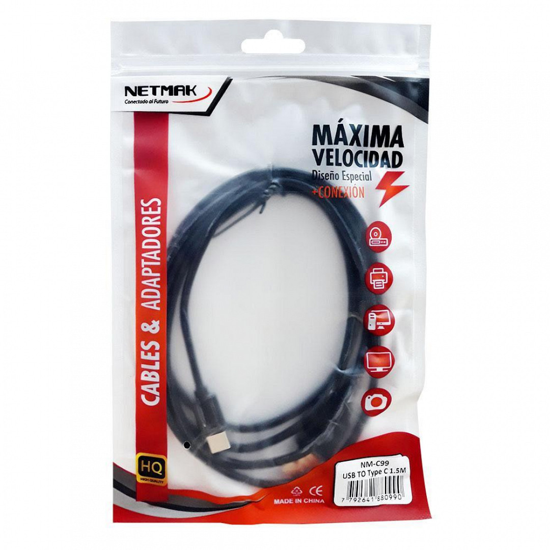 CABLE USB A USB TIPO C 1.5MTS NETMAK NM-C99 · Imagen 2