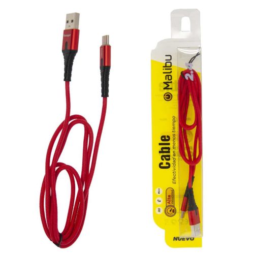 CABLE USB A USB TIPO C GY-415 MALIBU ROJO
